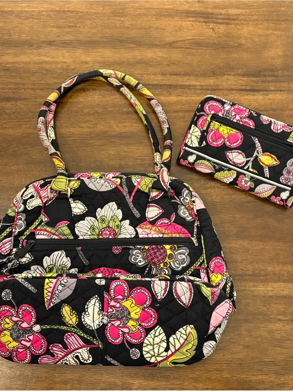 Retired Vera Bradley “Moon Blooms” Tote & matching wallet set